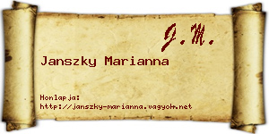 Janszky Marianna névjegykártya